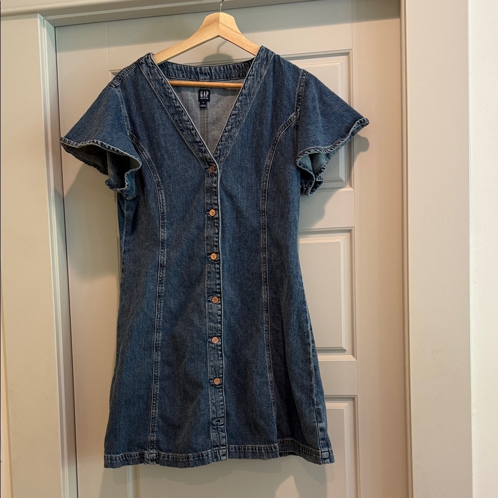GAP Blue Denim Button-Front Dress
